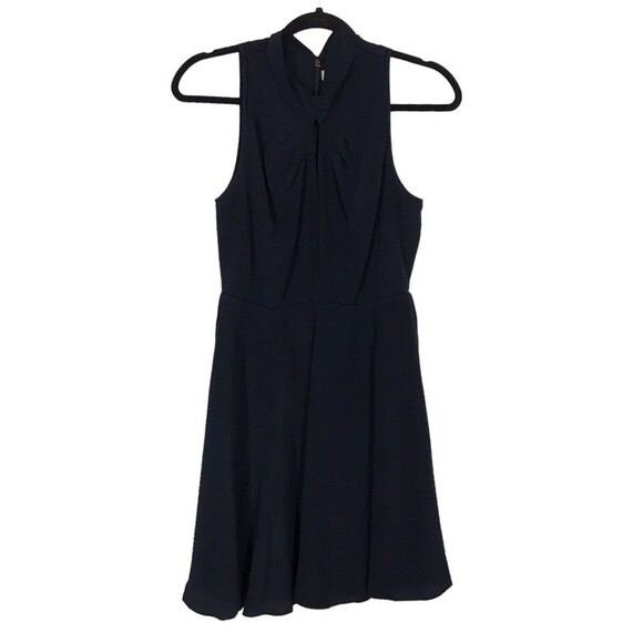 Rebecca Taylor Women Size 0 Twist Neck Fit & Flare 100% Silk Dress Ladder Stitch - Picture 2 of 11